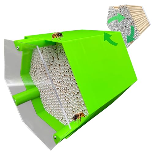 Wildbienen-Nisthilfe – absolut haltbar & wetterfest. Insektenhotel mit 600 Nisthülsen. Hochwertiges Wildbienenhotel für Gartenfreunde (Grün, Bienenhotel mit Vogelschutzabdeckung) von Printin3D