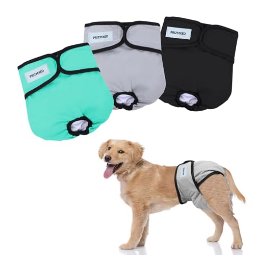 Prizmxed Packung mit DREI wiederverwendbaren Hundehosen bei läufigkeit，läufigkeitshose für hündinnen Super saugfähig，hundewindeln für hündinnen ist für Hündinnen (S, stück, 3) von Prizmxed