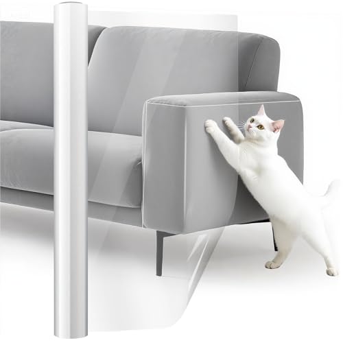 Prmape Kratzschutz Sofa Katze Transparent, 5m x 45cm Wandschutzfolie, Kratzfolie Katzen Selbstklebend, Sofaschutz Katze für Möbel Couch Wand Tür Schutz Prmape Kratzschutz Sofa Katze Transparent, 5m x 45cm Wandschutzfolie, Kratzfolie Katzen Selbstklebend, Sofaschutz Katze für Möbel Couch Wand Tür Schutz von Prmape