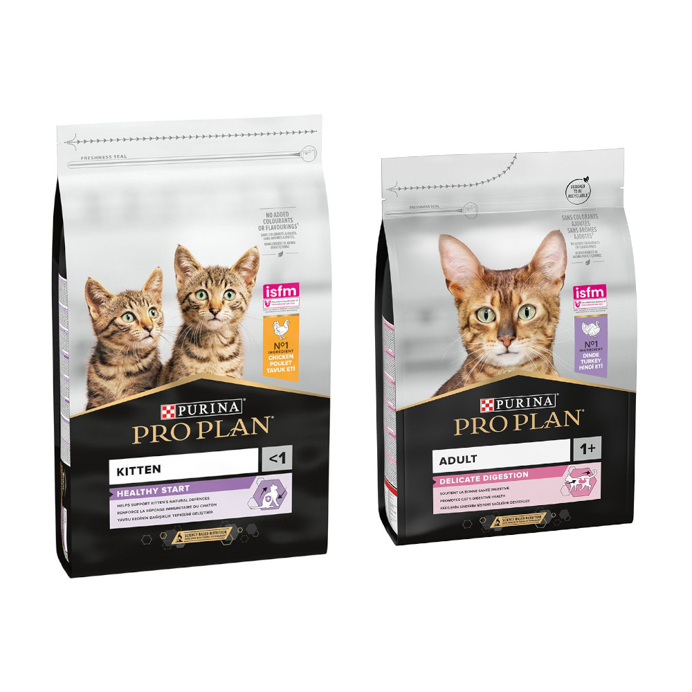 10 kg PURINA PRO PLAN Trockenfutter + 3 kg Adult Delicate Digestion Truthahn gratis! - Kitten Healthy Start reich an Huhn von Pro Plan