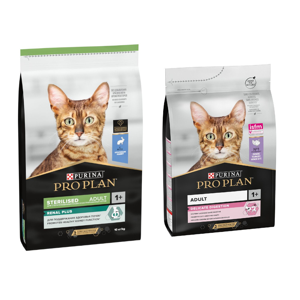 10 kg PURINA PRO PLAN Trockenfutter + 3 kg Adult Delicate Digestion Truthahn gratis! - Sterilised Adult Renal Plus Kaninchen von Pro Plan