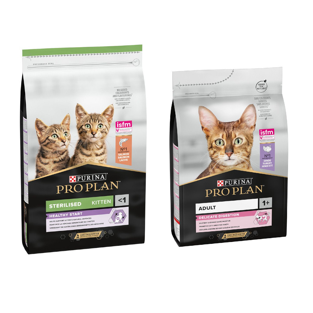 10 kg PURINA PRO PLAN Trockenfutter + 3 kg Adult Delicate Digestion Truthahn gratis! - Sterilised Kitten Healthy Start Lachs von Pro Plan
