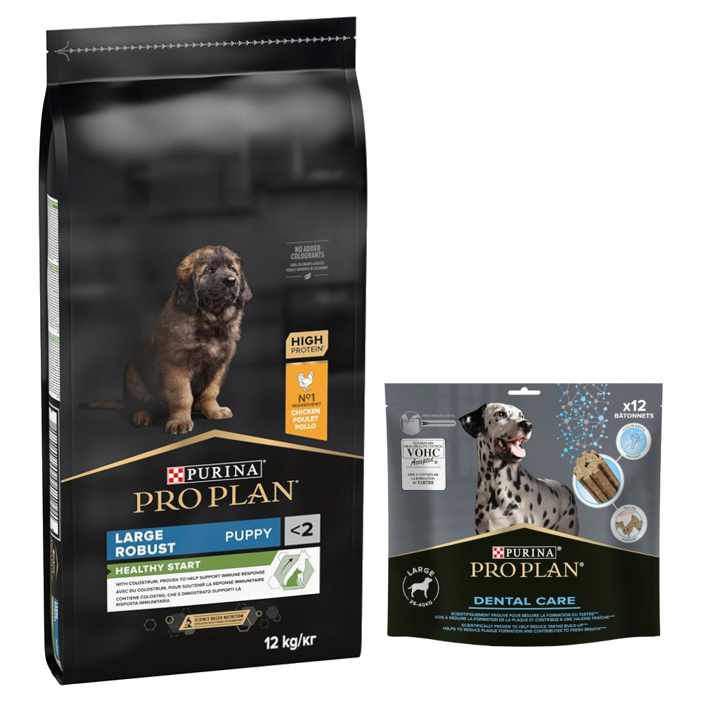 12 kg PURINA PRO PLAN + 426 g Dental Care Snack für große Hunde gratis! - Large Robust Puppy Healthy Start von Pro Plan