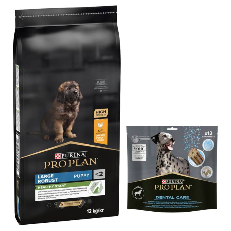 12 kg PURINA PRO PLAN + 426 g Dental Care Snack für große Hunde gratis! - Large Robust Puppy Healthy Start von Pro Plan