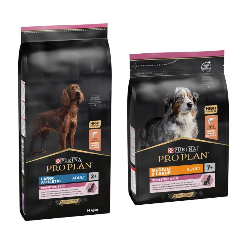 14 kg PURINA PRO PLAN Adult + 3 kg Extra-Packung gratis! - 14 kg Large Athletic Sensitive Skin Lachs + 3 kg Medium & Large 7+ Sensitive Skin 14 kg PURINA PRO PLAN Adult + 3 kg Extra-Packung gratis! - 14 kg Large Athletic Sensitive Skin Lachs + 3 kg Medium & Large 7+ Sensitive Skin von Pro Plan