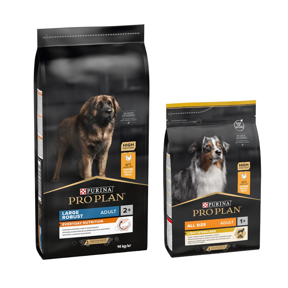14 kg PURINA PRO PLAN Adult + 3 kg Extra-Packung gratis! - 14 kg Large Robust Everyday Nutrition + 3 kg All Sizes Light/Sterilised von Pro Plan
