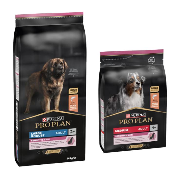 14 kg PURINA PRO PLAN Adult + 3 kg Extra-Packung gratis! - 14 kg Large Robust Sensitive Skin Lachs + 3 kg Medium Sensitive Skin 14 kg PURINA PRO PLAN Adult + 3 kg Extra-Packung gratis! - 14 kg Large Robust Sensitive Skin Lachs + 3 kg Medium Sensitive Skin von Pro Plan