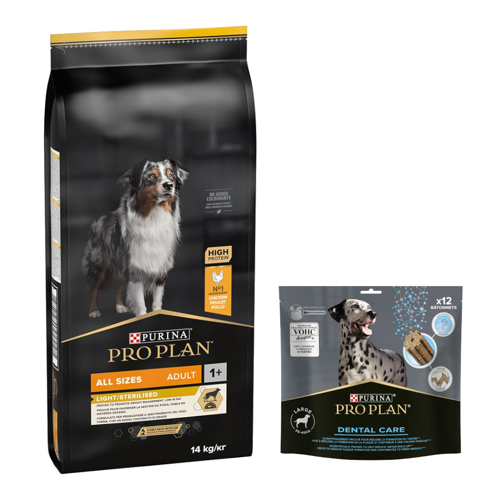 14 kg PURINA PRO PLAN Adult + 426 g Dental Care Snach für große Hunde gratis! - All Sizes Light/Sterilised 14 kg PURINA PRO PLAN Adult + 426 g Dental Care Snach für große Hunde gratis! - All Sizes Light/Sterilised von Pro Plan
