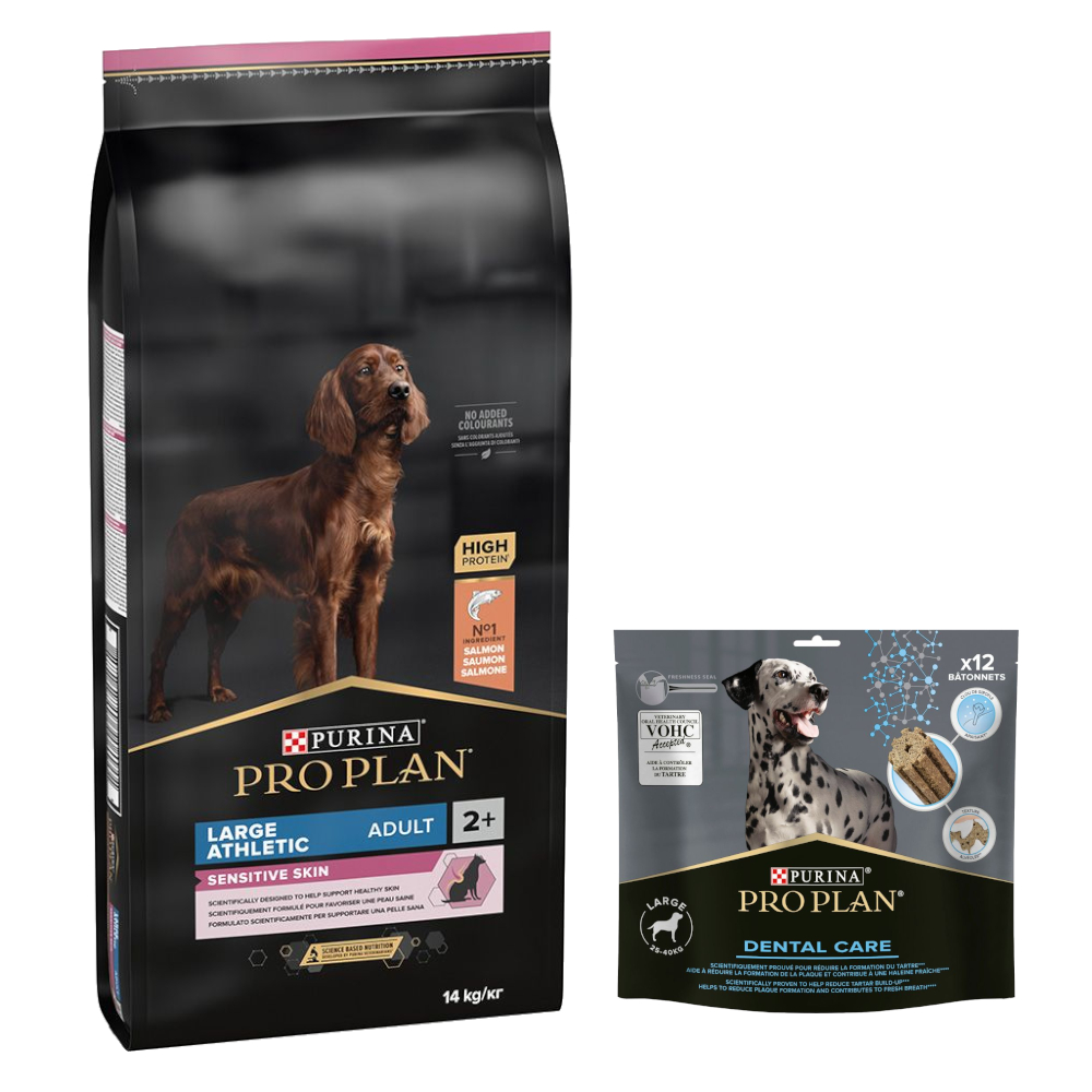 14 kg PURINA PRO PLAN Adult + 426 g Dental Care Snach für große Hunde gratis! - Large Athletic Sensitive Skin Lachs 14 kg PURINA PRO PLAN Adult + 426 g Dental Care Snach für große Hunde gratis! - Large Athletic Sensitive Skin Lachs von Pro Plan