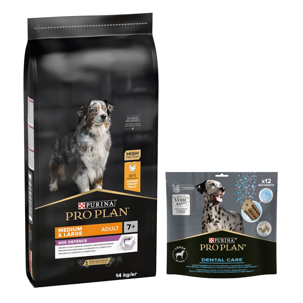 14 kg PURINA PRO PLAN Adult + Dental Care passender Snack gratis! - Medium & Large 7+ Age Defence + für große Hunde 426 g 14 kg PURINA PRO PLAN Adult + Dental Care passender Snack gratis! - Medium & Large 7+ Age Defence + für große Hunde 426 g von Pro Plan