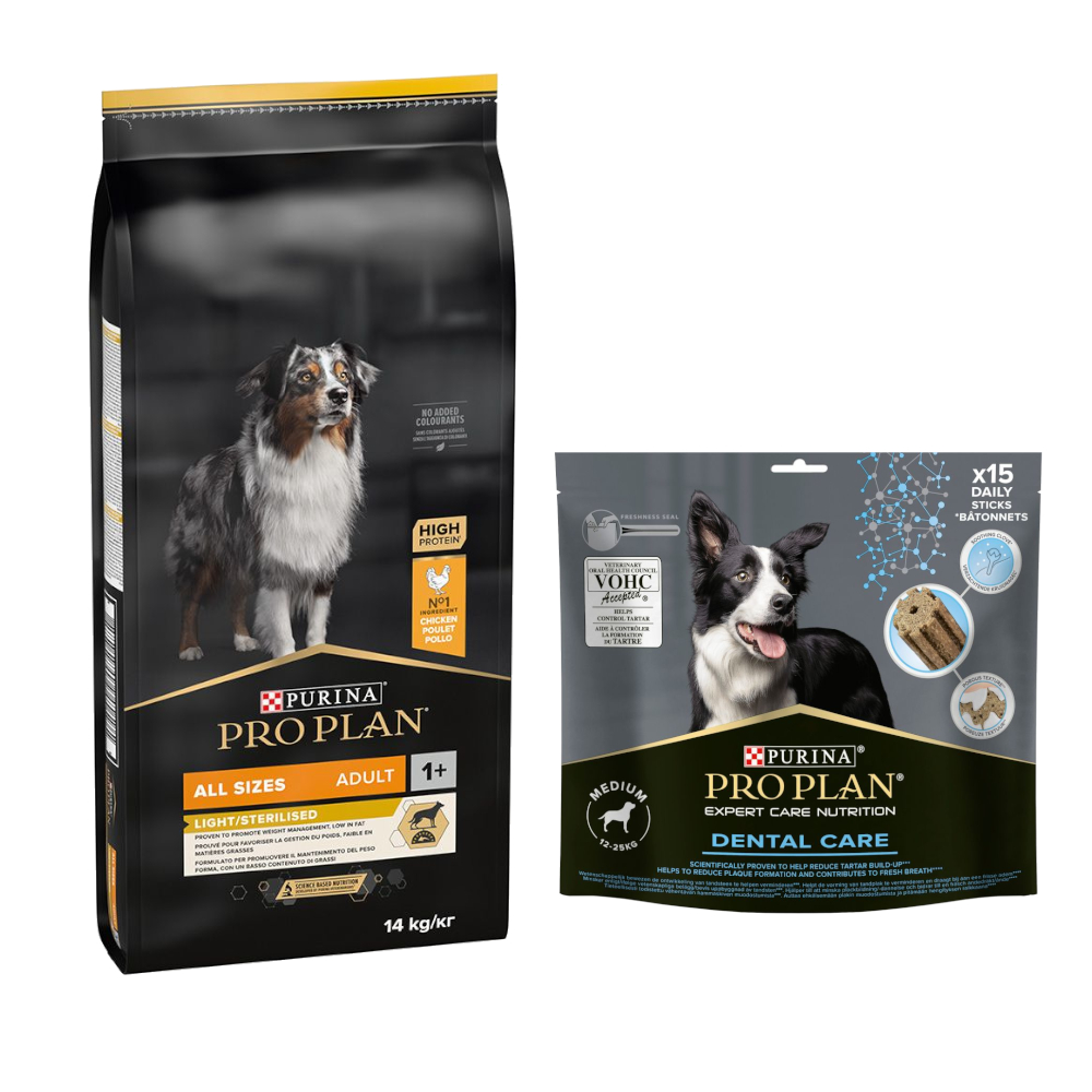 14 kg PURINA PRO PLAN Adult + passender Snack gratis! - All Sizes Light/Sterilised + Dental Care Medium Dog 345 g 14 kg PURINA PRO PLAN Adult + passender Snack gratis! - All Sizes Light/Sterilised + Dental Care Medium Dog 345 g von Pro Plan