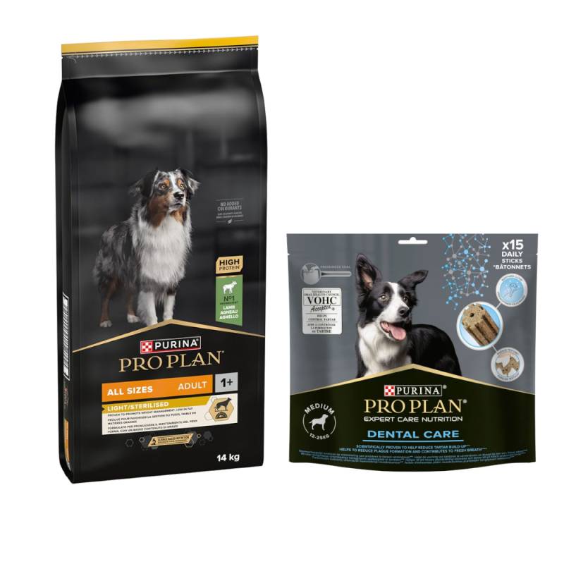 14 kg PURINA PRO PLAN Adult + Dental Care passender Snack gratis! - All sizes Light Sterilised Lamm + Medium Dog 345 g 14 kg PURINA PRO PLAN Adult + Dental Care passender Snack gratis! - All sizes Light Sterilised Lamm + Medium Dog 345 g von Pro Plan