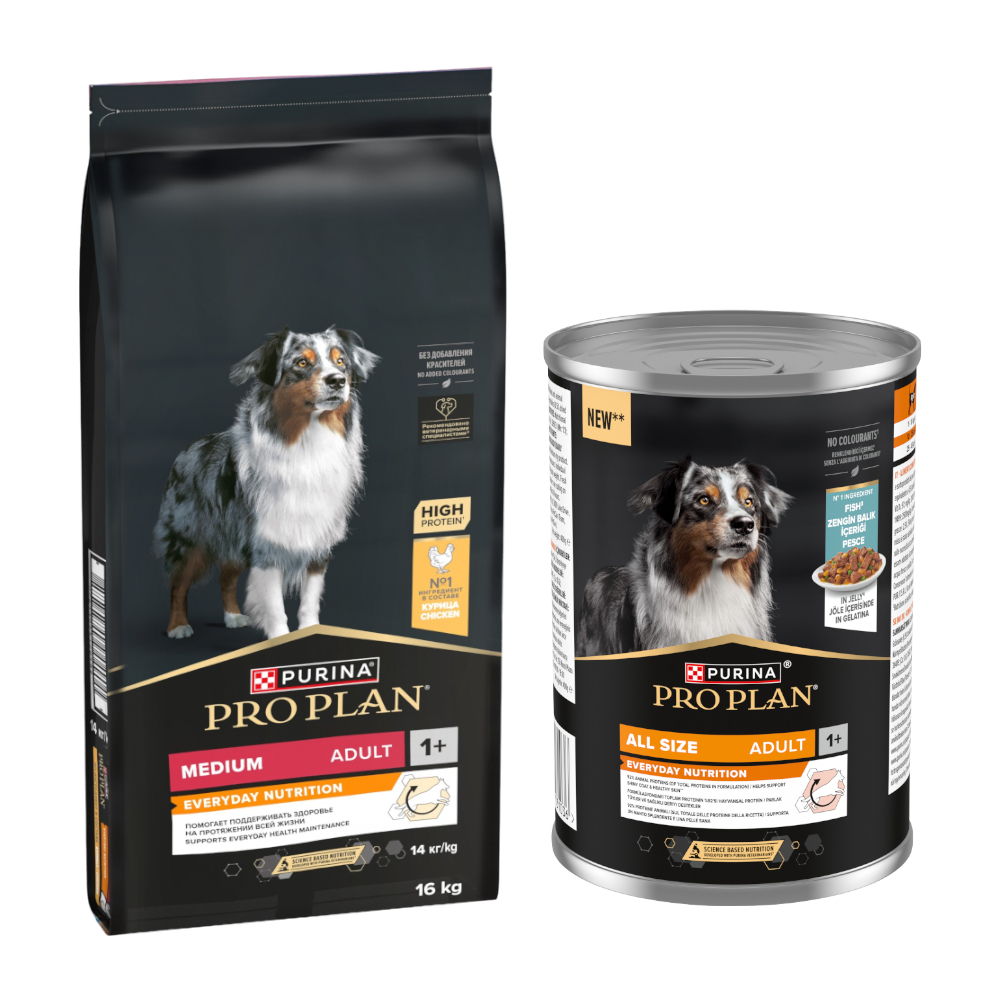 16 kg PURINA PRO PLAN + 12 x 400 g All Size Adult Everyday Nutrition in Jelly gratis! - Medium Adult Everyday Nutrition + Fisch 16 kg PURINA PRO PLAN + 12 x 400 g All Size Adult Everyday Nutrition in Jelly gratis! - Medium Adult Everyday Nutrition + Fisch von Pro Plan