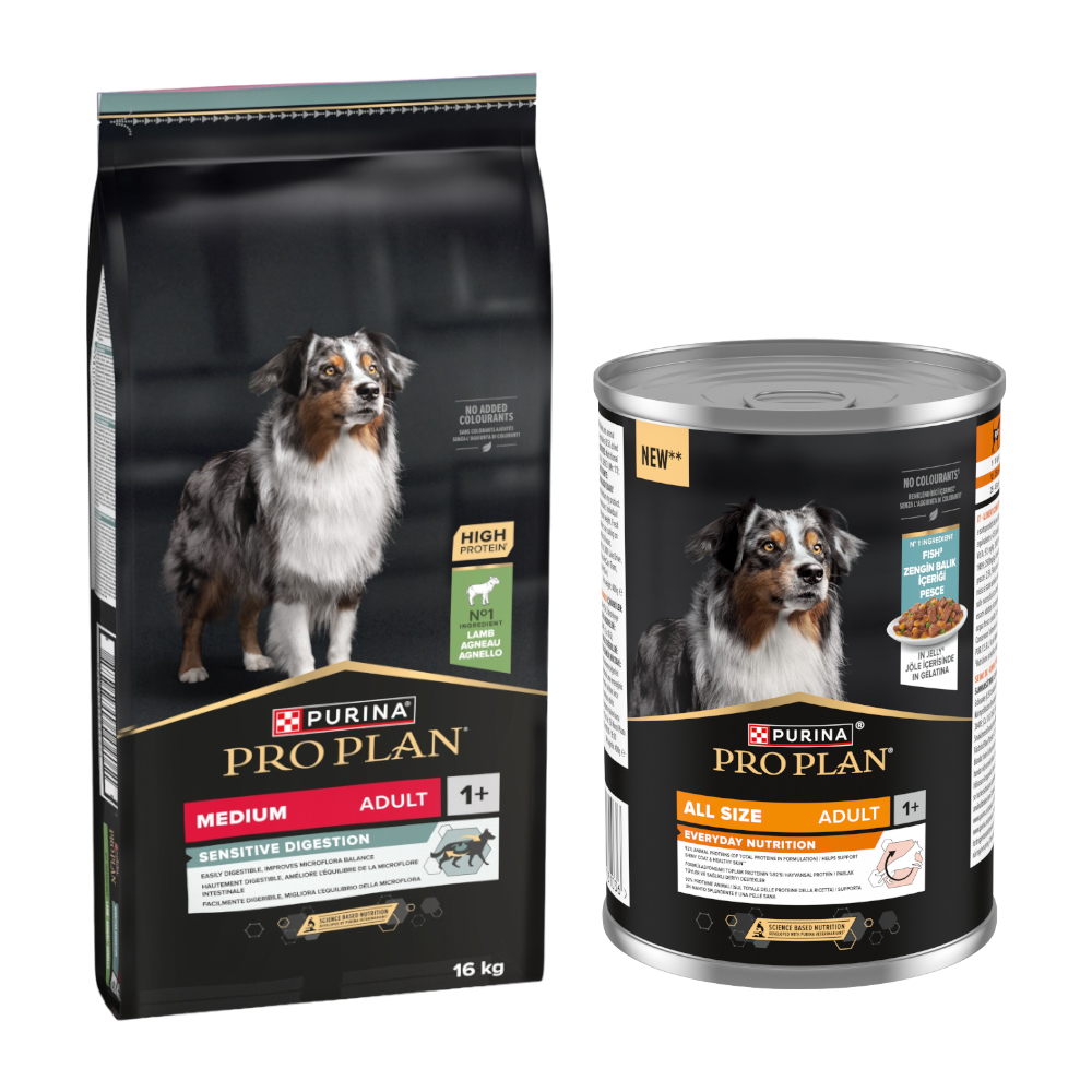 16 kg PURINA PRO PLAN + 12 x 400 g All Size Adult Everyday Nutrition in Jelly gratis! - Medium Adult Lamm & Reis Sensitive Digestion + Fisch 16 kg PURINA PRO PLAN + 12 x 400 g All Size Adult Everyday Nutrition in Jelly gratis! - Medium Adult Lamm & Reis Sensitive Digestion + Fisch von Pro Plan