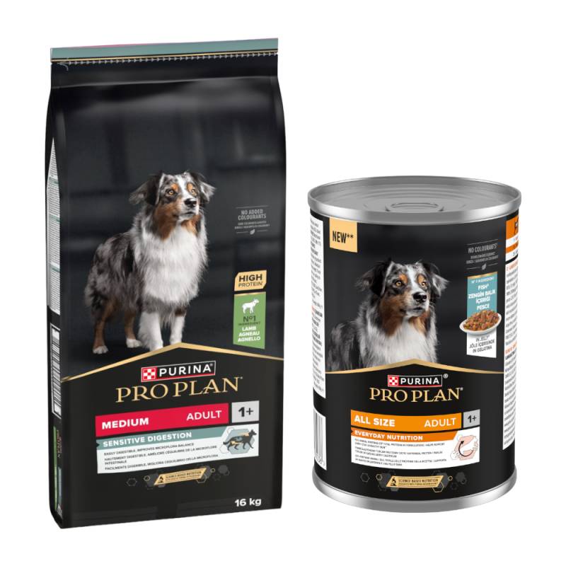 16 kg PURINA PRO PLAN + 12 x 400 g All Size Adult Everyday Nutrition in Jelly gratis! - Medium Adult Lamm & Reis Sensitive Digestion + Fisch 16 kg PURINA PRO PLAN + 12 x 400 g All Size Adult Everyday Nutrition in Jelly gratis! - Medium Adult Lamm & Reis Sensitive Digestion + Fisch von Pro Plan