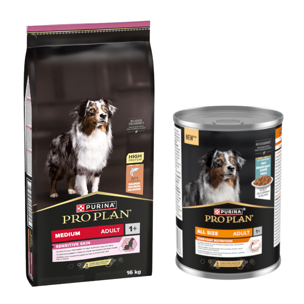 16 kg PURINA PRO PLAN + 12 x 400 g All Size Adult Everyday Nutrition in Jelly gratis! - Medium Adult Sensitive Skin + Fisch 16 kg PURINA PRO PLAN + 12 x 400 g All Size Adult Everyday Nutrition in Jelly gratis! - Medium Adult Sensitive Skin + Fisch von Pro Plan