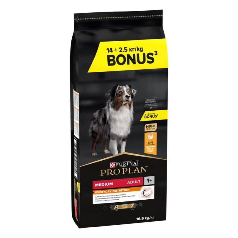2,5 kg gratis! 16,5 kg PURINA PRO PLAN Adult - Medium Everyday Nutrition von Pro Plan