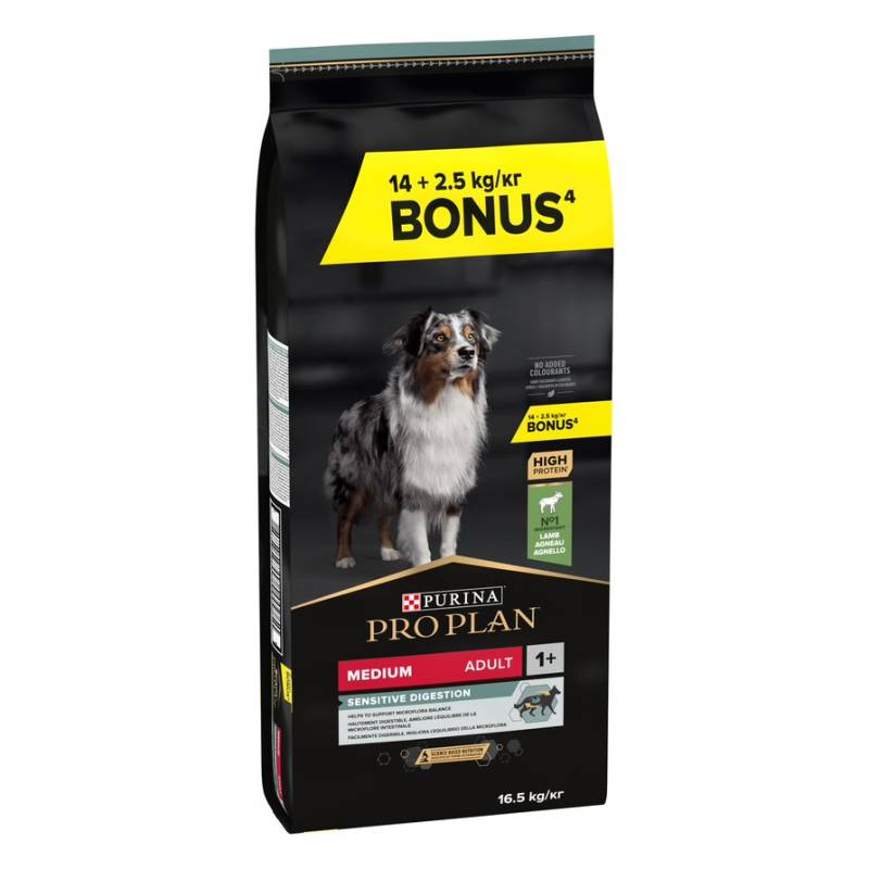 2 kg / 2,5 kg gratis! 14 kg / 16,5 kg PURINA PRO PLAN - Medium Adult Lamm & Reis Sensitive Digestion 16,5 kg von Pro Plan