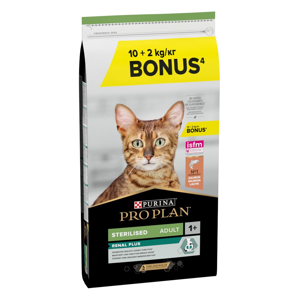 2 kg gratis! 12 kg PURINA PRO PLAN Sterilised Adult Renal Plus - Lachs 2 kg gratis! 12 kg PURINA PRO PLAN Sterilised Adult Renal Plus - Lachs von Pro Plan