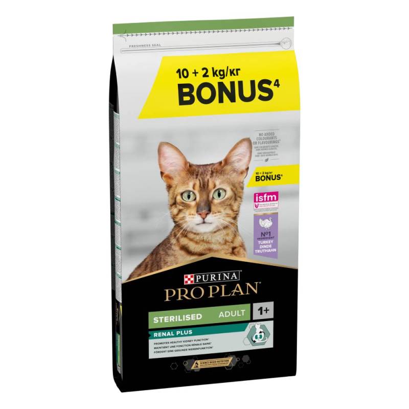 2 kg gratis! 12 kg PURINA PRO PLAN Sterilised Adult Renal Plus - Truthahn von Pro Plan