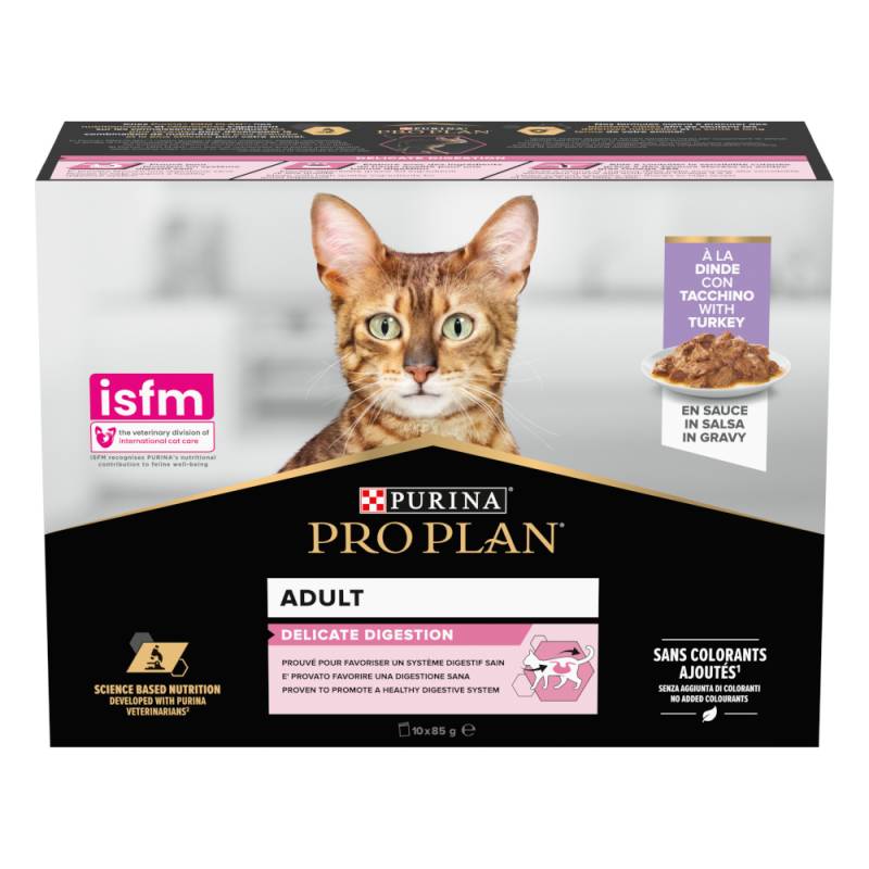 2 x PURINA PRO PLAN Adult zum Sonderpreis! - 2 x (10 x 85 g) Delicate Digestion: Truthahn von Pro Plan