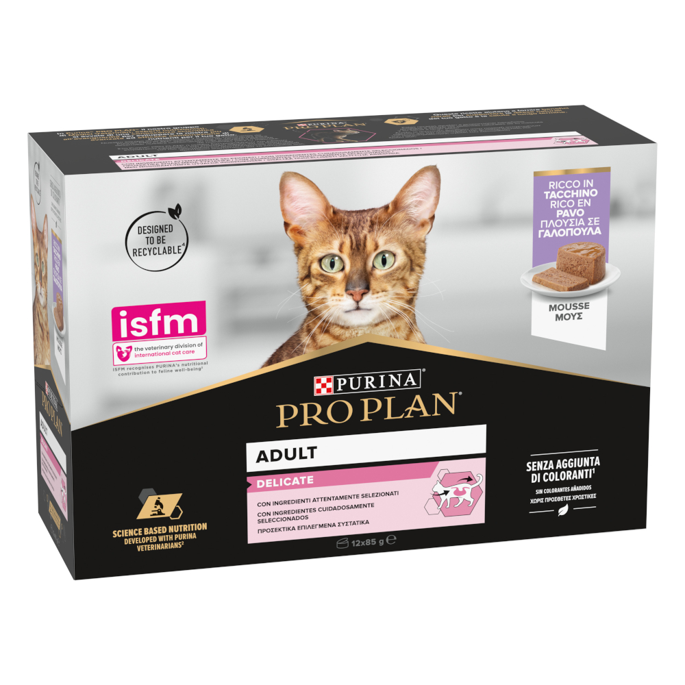 2 x PURINA PRO PLAN Adult zum Sonderpreis! -2 x (12 x 85 g) Delicate: Truthahn Mousse von Pro Plan