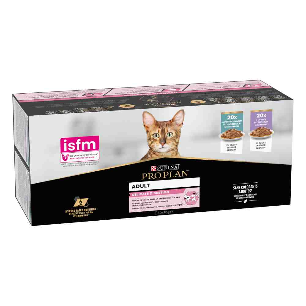 2 x PURINA PRO PLAN Adult zum Sonderpreis! - Delicate: Meeresfisch & Truthahn 2 x (40 x 85 g) von Pro Plan