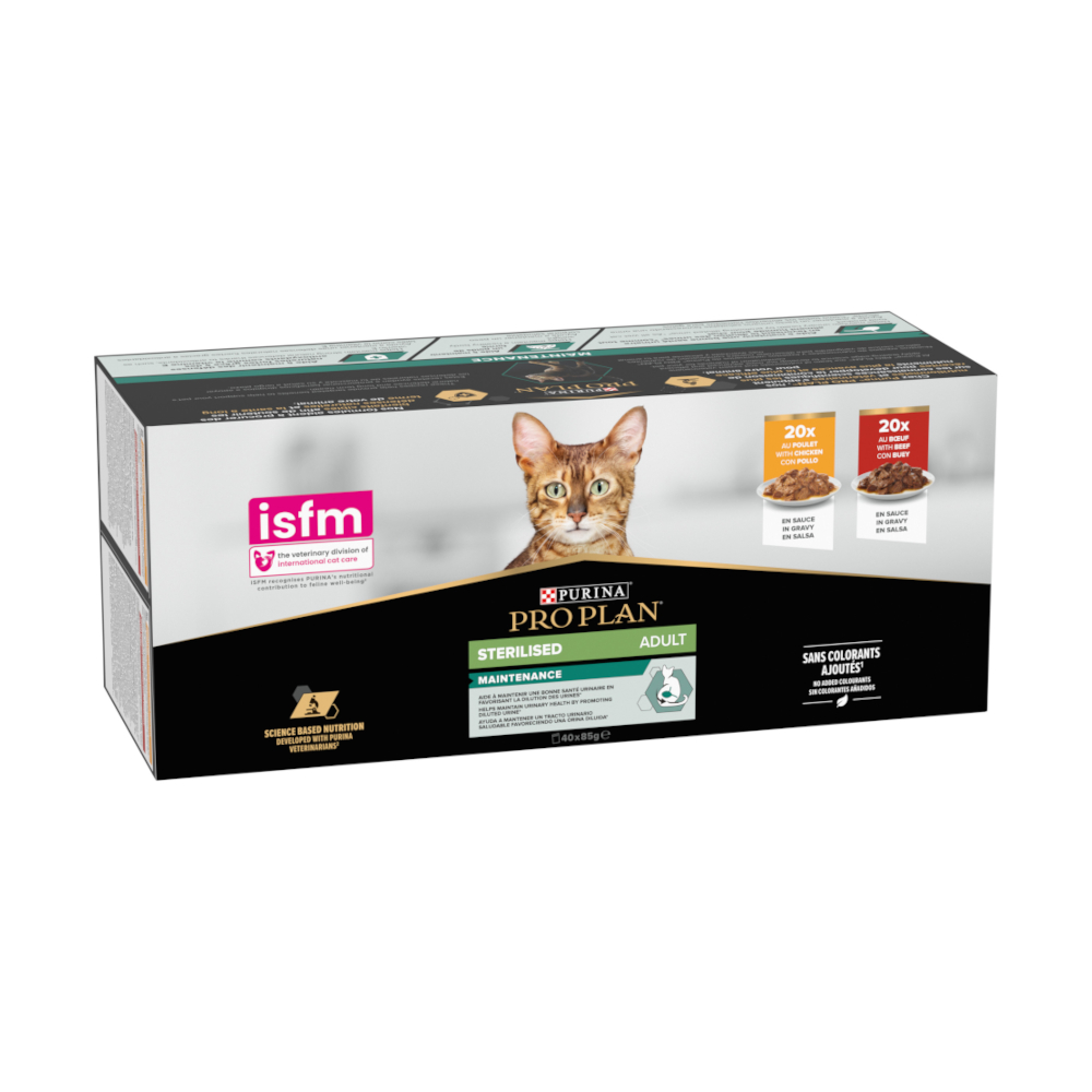 2 x PURINA PRO PLAN Adult zum Sonderpreis! - Sterilised: Rind & Huhn 2 x (40 x 85 g) von Pro Plan