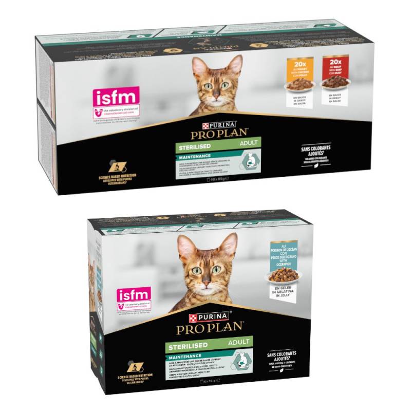 40 x 85 g PURINA PRO PLAN Sterilised Adult + 10 x 85 g Maintenance - Meeresfisch gratis! - Rind & Huhn von Pro Plan