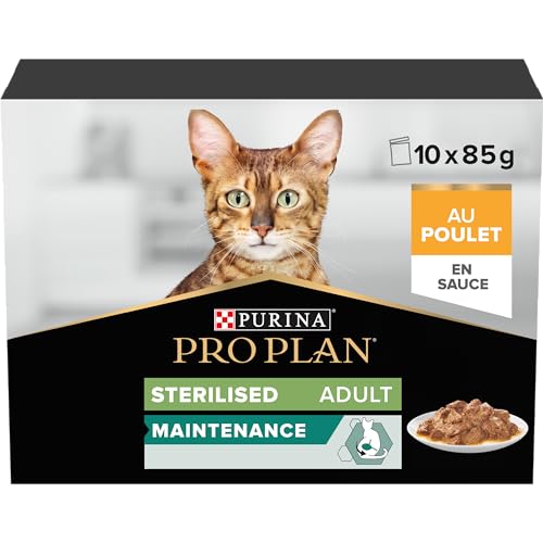 PRO PLAN Nutrisavour Sterilisiertes Nassfutter für ausgewachsene Katzen, 4er Pack (4 x 10 x 85 g) von Pro Plan