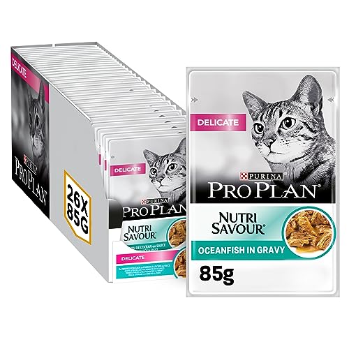 Pro Plan PURINA PRO PLAN DELICATE NUTRISAVOUR Katzenfutter nass, mit Hochseefisch, 24er Pack (24 x 85g) von Pro Plan