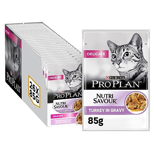 Pro Plan Cat Delicate Nutri Savour Katzenfutter nass, mit Truthahn, 26er Pack (26 x 85 g) von Pro Plan