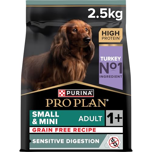 PURINA PRO PLAN GRAIN FREE Small & Mini Adult Senstive Digestion, Hundefutter trocken, reich an Truthahn, 1er Pack (1 x 2,5 kg) von Pro Plan