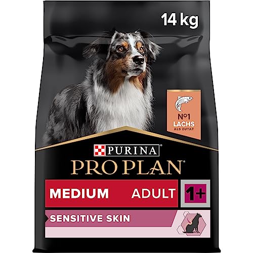 Pro Plan PURINA PRO PLAN Medium Adult Sensitive Skin, Hundefutter trocken, reich an Lachs, 1er Pack (1 x 14 kg) von Pro Plan