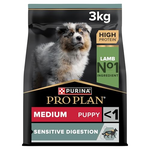 PURINA PRO PLAN Medium Puppy Sensitive Digestion Welpenfutter trocken, reich an Lamm, 1er Pack (1 x 3 kg) von Pro Plan