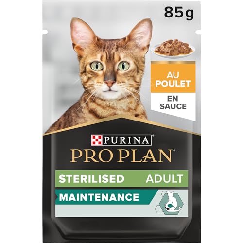 PURINA PRO PLAN STERILISED NUTRISAVOUR Katzenfutter nass für kastrierte Katzen, mit Huhn, 24er Pack (24 x 85g) von Pro Plan