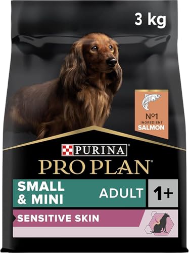 Pro Plan Small & Mini Adult Sensitive Skin, Hundefutter trocken, reich an Lachs, 1er Pack (1 x 3 kg) von Pro Plan