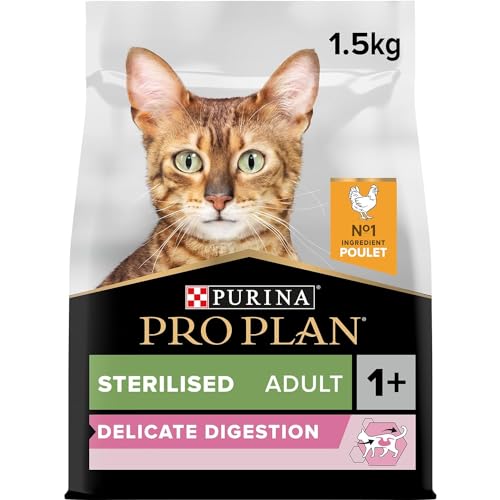 PURINA PRO PLAN | Sterilised Adult 1+ Delicate Verdauung | Reich an Huhn | Trockenfutter | Katze | 1,5 kg Beutel von Pro Plan