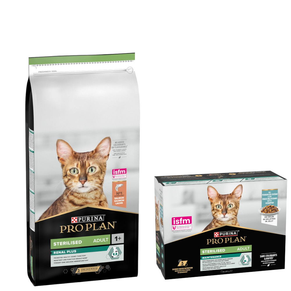 PURINA PRO PLAN Trockenfutter + 10 x 85 g Sterilised Adult Maintenance gratis!  - 14 kg Sterilised Adult Renal Plus Lachs von Pro Plan