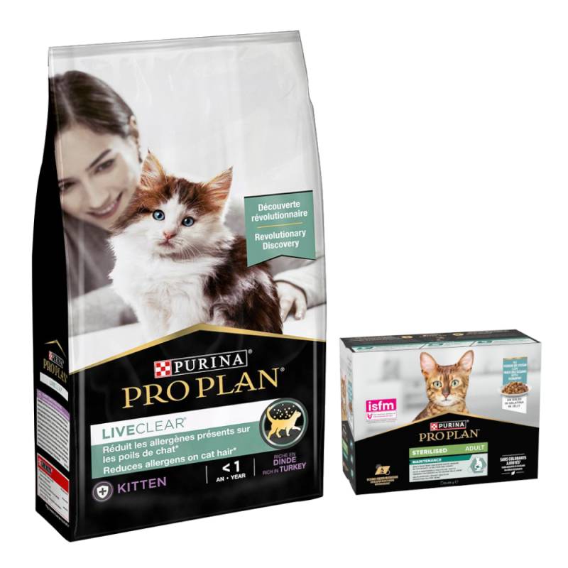 PURINA PRO PLAN Trockenfutter + 10 x 85 g Sterilised Adult Maintenance gratis!  - 7 kg LiveClear Sterilised Adult Truthahn von Pro Plan