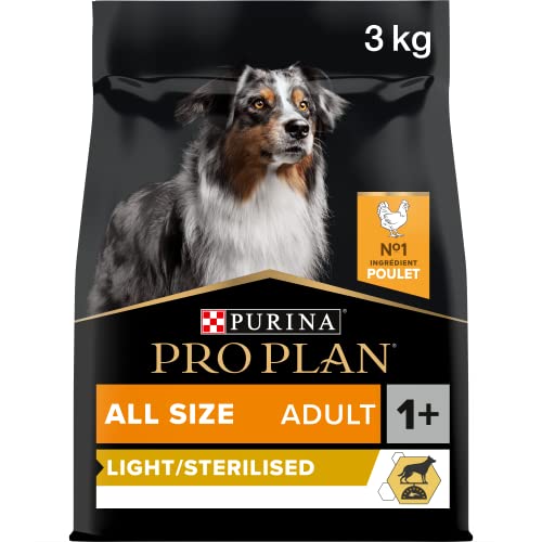 Pro Plan 10745/4154 Purina Hund Alle Größen Erwachsene Licht mit sterlised reich an Hähnchen Trockenfutter - 3kg von Pro Plan