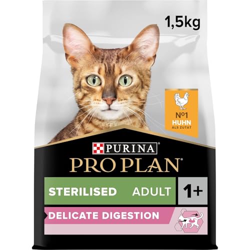 Pro Plan Cat Sterilised Adult 1+ OPTIDIGEST reich an Huhn Trockenfutter Beutel, (6 x 1,5kg) von Pro Plan