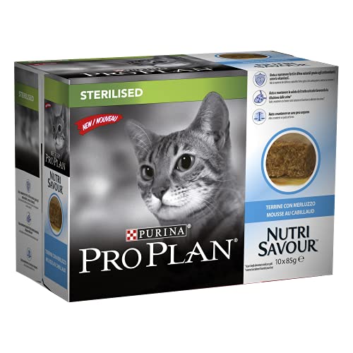 Purina Pro Plan | Sterilised NutriSavour | Schaumstoff | Kabeljau | Katze | Frischebeutel à 85 g, Box mit 10 Stück von Pro Plan
