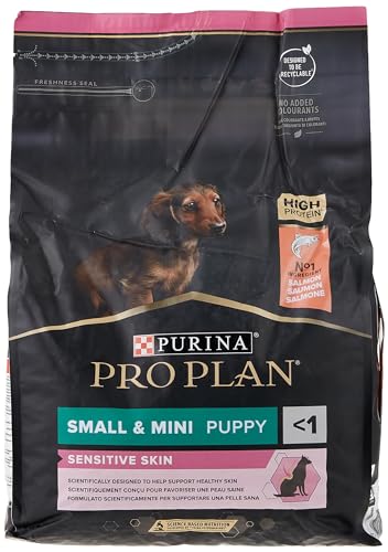 Pro Plan Dog Small und Mini Puppy Hund, Sensitive Skin Lachs und mit Reis, Trockenfutter, 1er Pack (1 x 3 kg) Beutel von Pro Plan