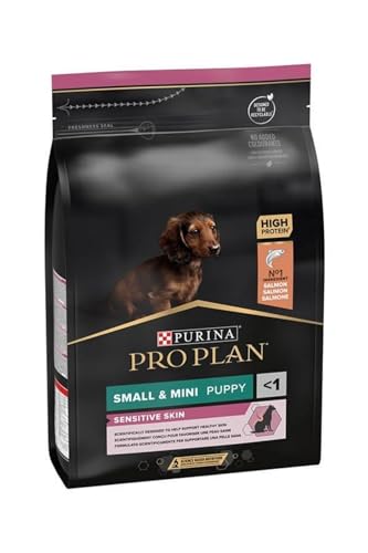 Pro Plan Dog Small und Mini Puppy Hund, Sensitive Skin Lachs und mit Reis, Trockenfutter, 1er Pack (1 x 3 kg) Beutel von Pro Plan