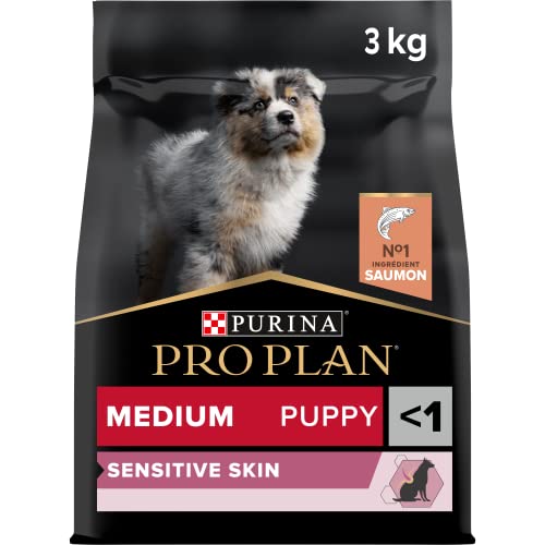 Pro Plan Medium Puppy Sensitive Skin, Welpenfutter trocken, reich an Lachs, 1er Pack (1 x 3 kg) von Pro Plan