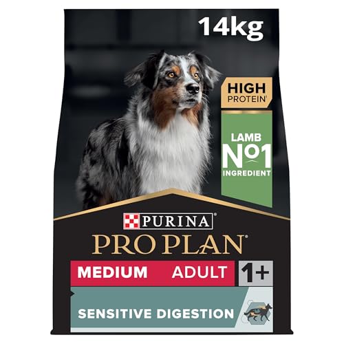 Pro Plan PURINA PRO PLAN Medium Adult Sensitive Digestion, Hundefutter trocken, reich an Lamm, 1er Pack (1 x 14 kg) von Pro Plan