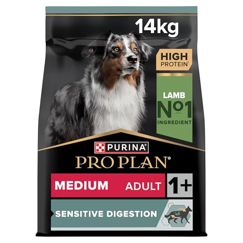 Pro Plan Medium Adult Sensitive Digestion, Hundefutter trocken, reich an Lamm, 1er Pack (1 x 14 kg) von Pro Plan
