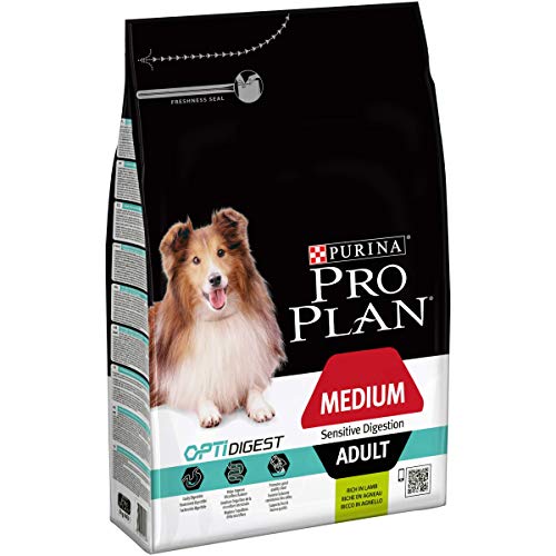 Pro Plan Medium Adult Sensitive Digestion, Hundefutter trocken, reich an Lamm, 1er Pack (1 x 3 kg) von Pro Plan