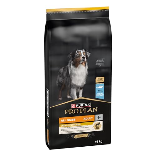 Purina Pro Plan Light/Sterilized Sterilisiertes Hundefutter für Erwachsene, leicht, Gewichtskontrolle mit Weißfischen, 14 kg Sack von Pro Plan